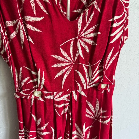 NWT Jonathan Martin Red Cream Palm Leaf Jumpsuit Womens 9 Vintage Hawaiian - Picture 5 of 5